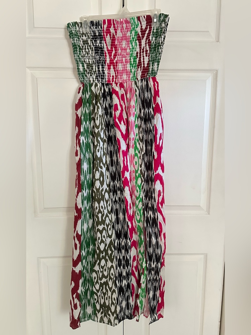 LOFT Strapless Smocked Maxi Skirt in Pink, Green, Black, White